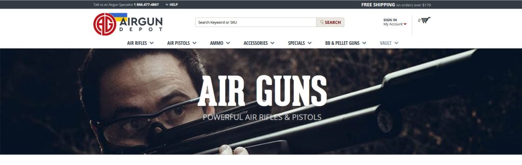 Airgun Depot Website Screenshot
