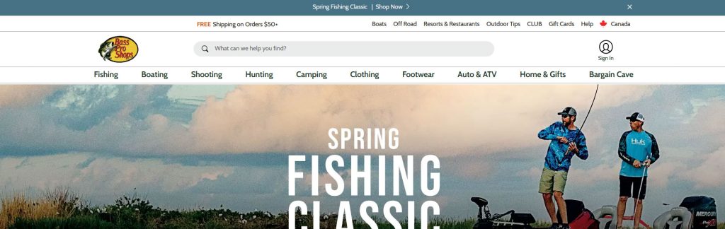 Bass Pro Shops Website Screenshot