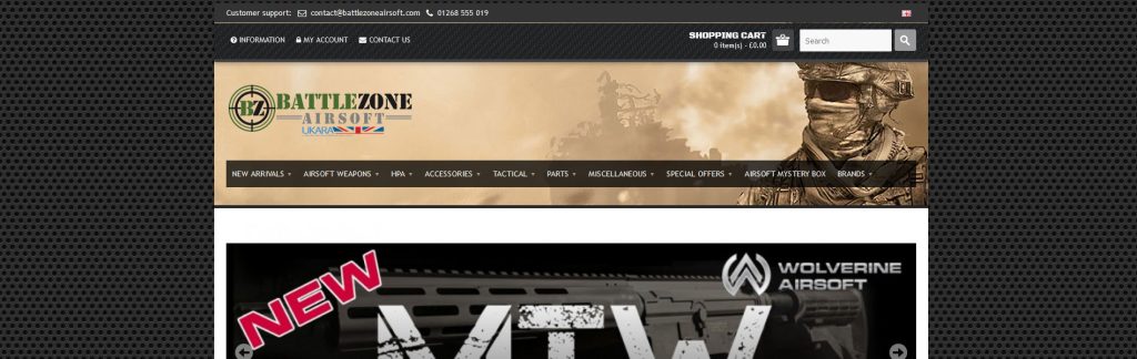 Battlezone Airsoft Website Screenshot