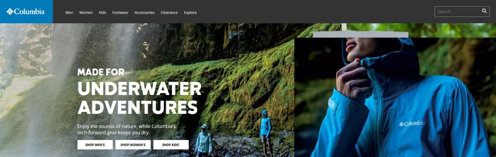 Columbia Sportswear Website Screenshot