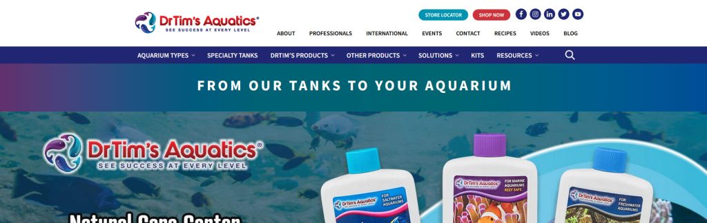 Dr Tim's Aquatics Website Screenshot