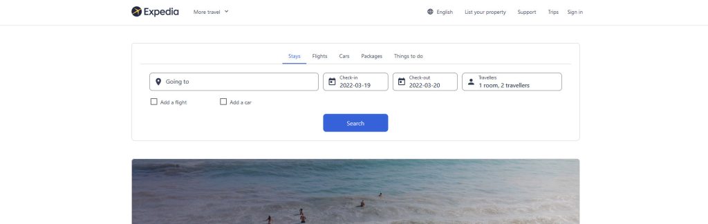 Expedia Website Screenshot