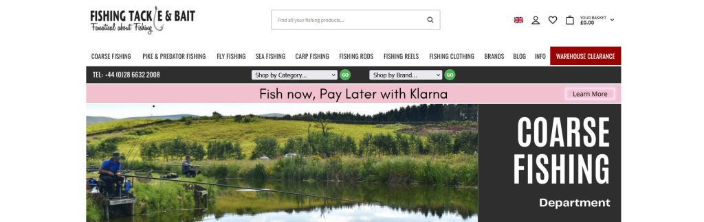 Fishing Tackle And Bait Website Screenshot