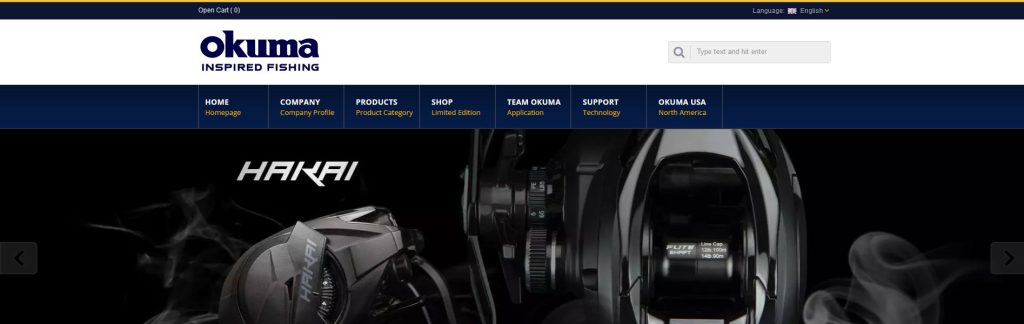 Okuma Fishing Website Screenshot