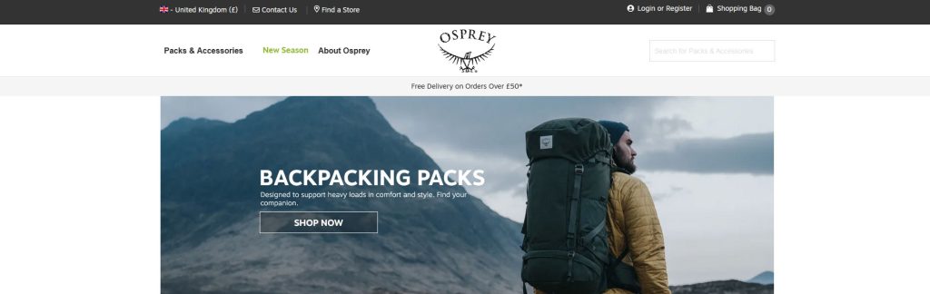 Osprey Website Screenshot