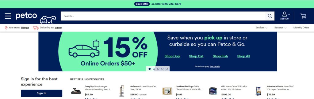 Petco Website Screenshot