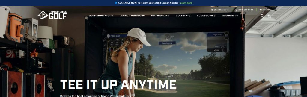 Rain Or Shine Golf Website Screenshot
