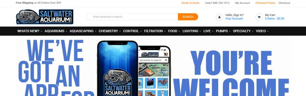 Saltwater Aquarium Website Screenshot