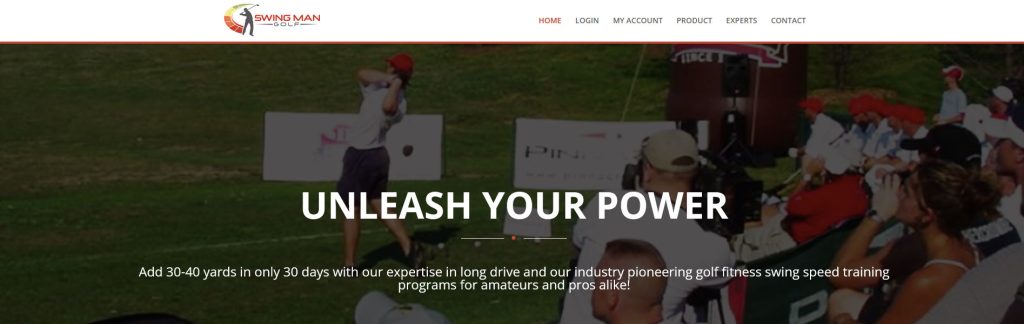 Swing Man Golf Website Screenshot
