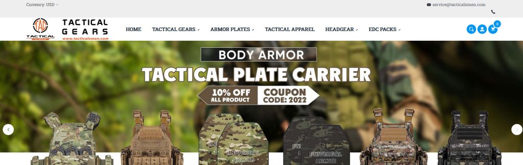Tactical Gears Website Screenshot
