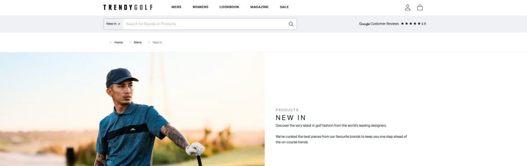 Trendy Golf Website Screenshot