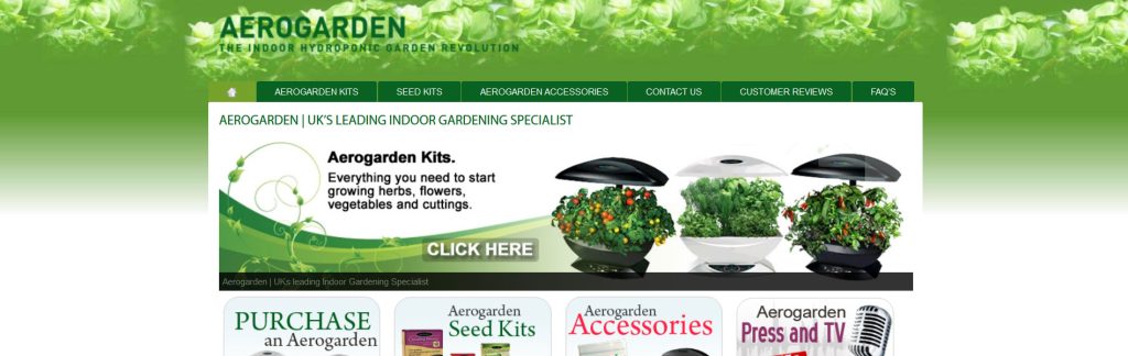 AeroGarden Website Screenshot