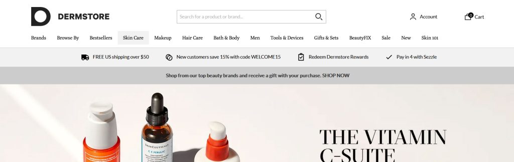 Dermstore Website Screenshot