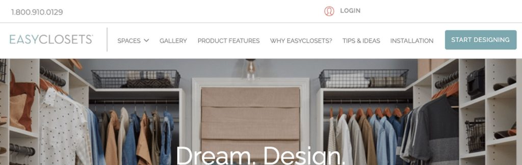 Easy Closets Website Screenshot