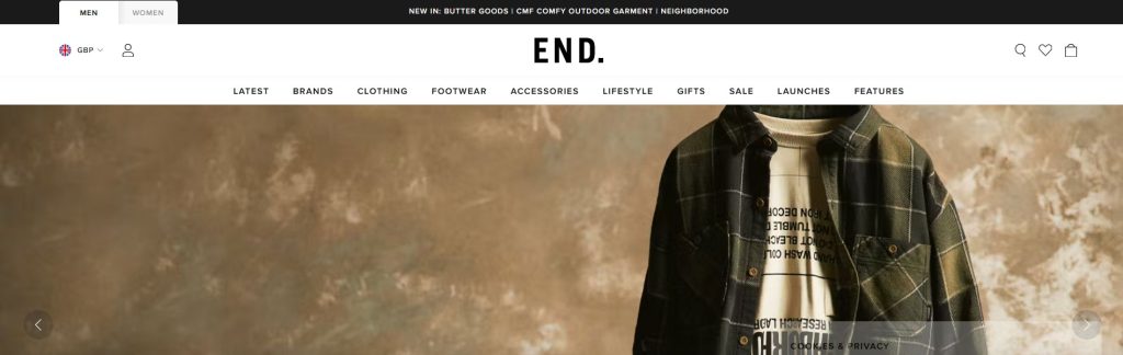 END Clothing Website Screenshot