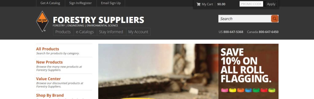 Forestry Suppliers Website Screenshot