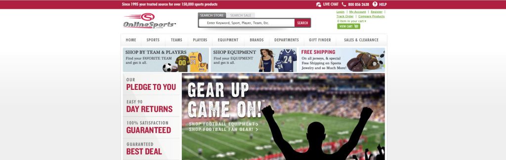 Online Sports Website Screenshot