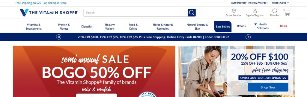 Vitamin Shoppe Website Screenshot