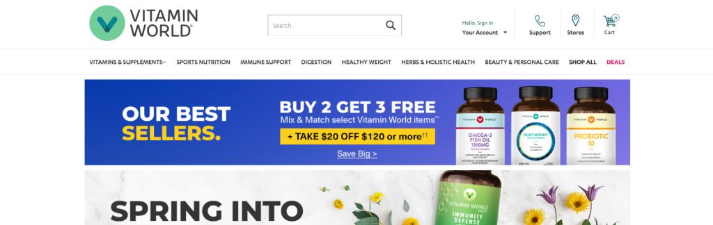 Vitamin World Website Screenshot