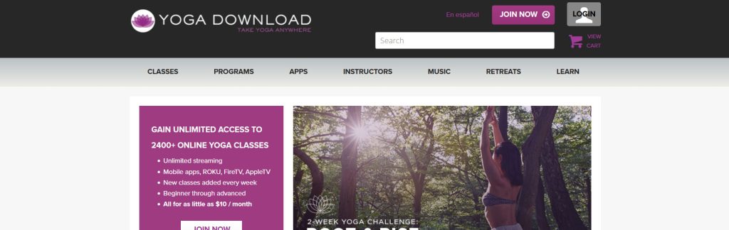 Yoga Download Website Screenshot
