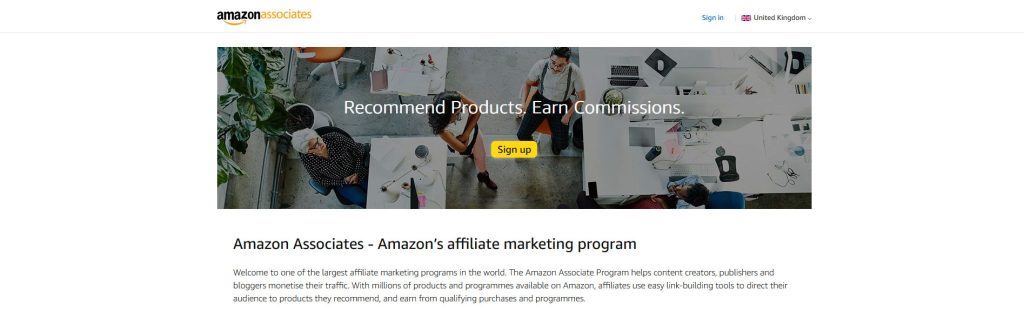Amazon Associates Website Screenshot