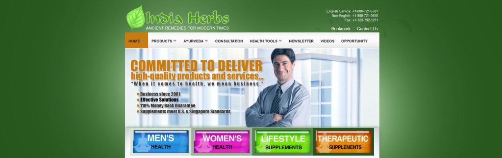 India Herbs Website Screenshot