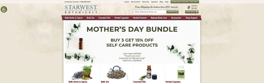 Starwest Botanicals Website Screenshot