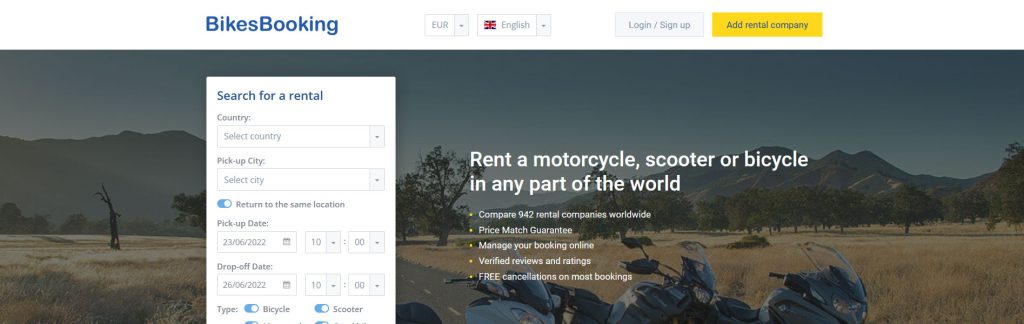 BikesBooking Website Screenshot