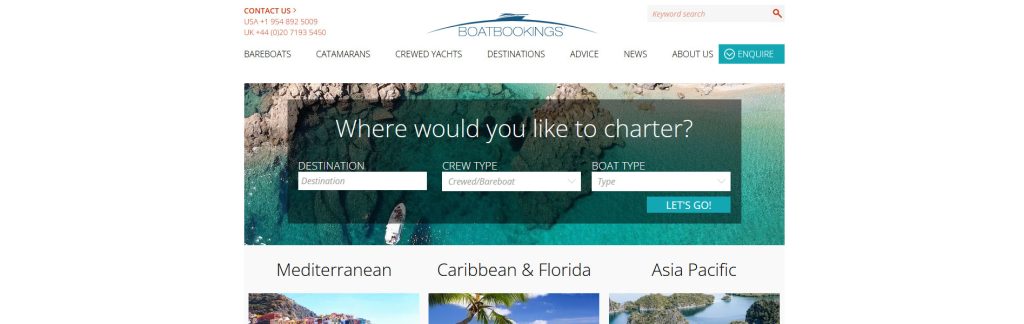 Boatbookings Website Screenshot