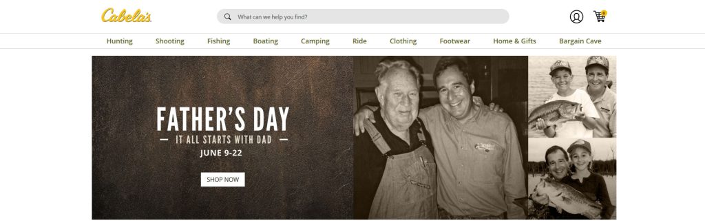 Cabela's Website Screenshot