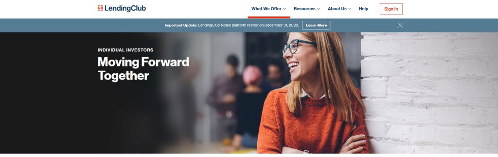 Lending Club Website Screenshot