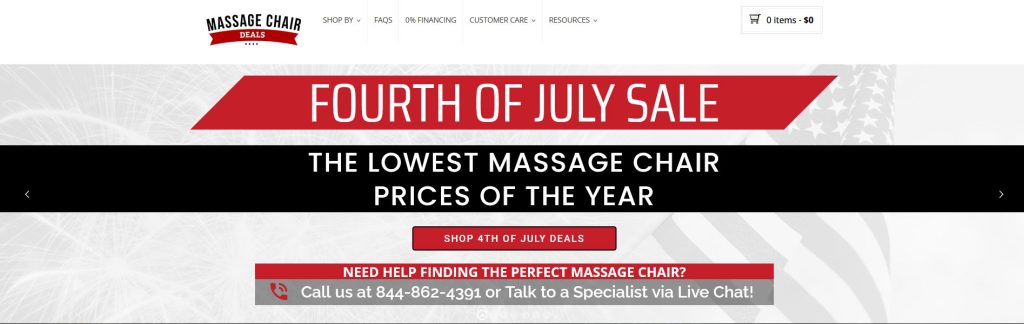 Massage Chair Deals Website Screenshot