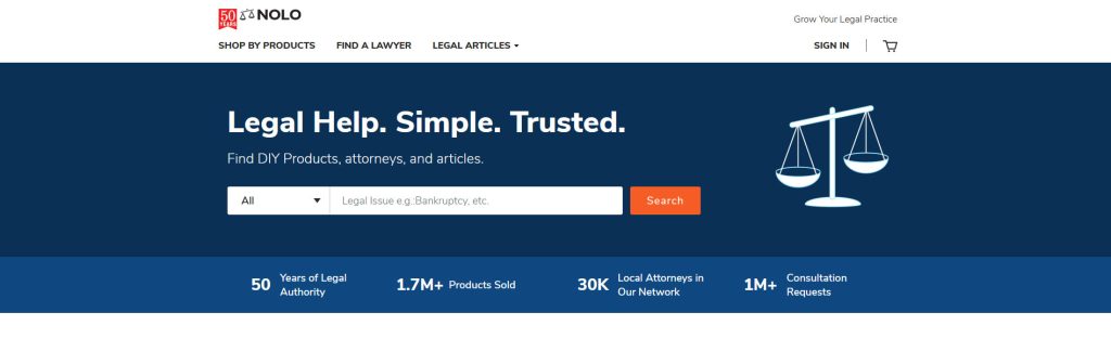 Nolo Website Screenshot