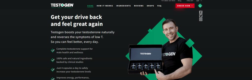 Testogen Website Screenshot