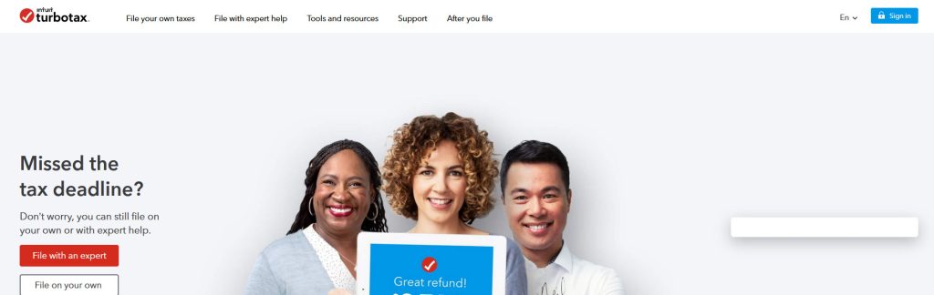 TurboTax Website Screenshot