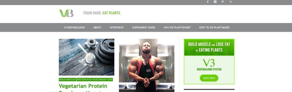 Vegetarian Bodybuilding Website Screenshot