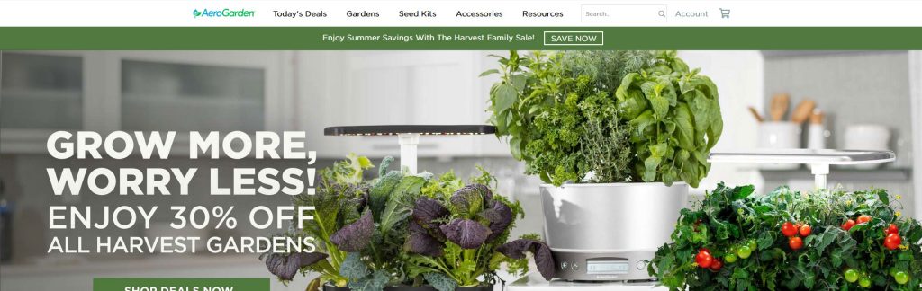 AeroGarden Website Screenshot