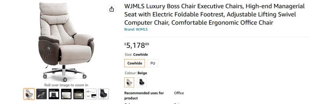 Office Chair Product Listing on Amazon