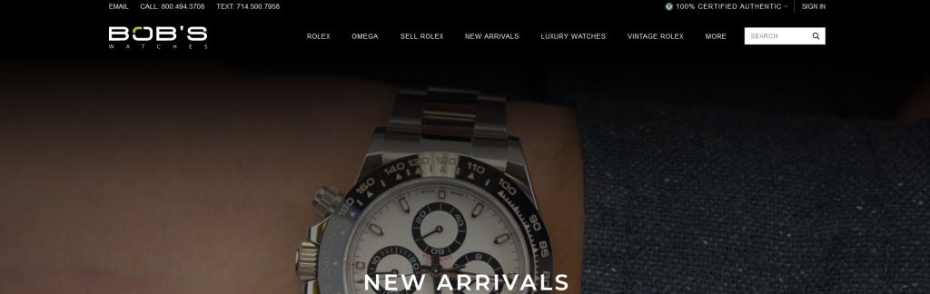 Bob's Watches Website Screenshot