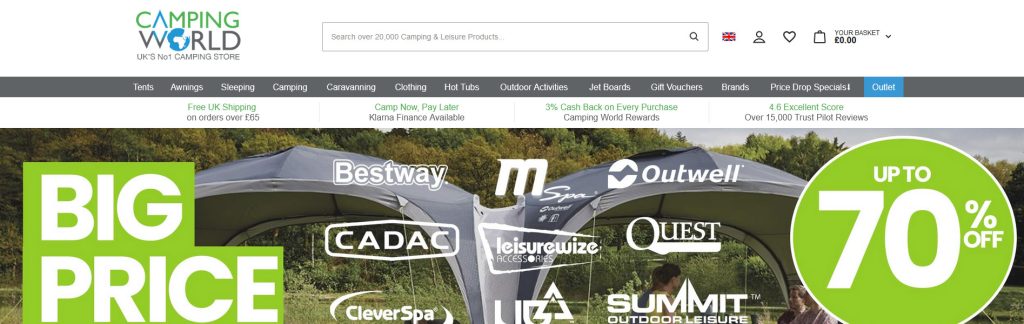 Camping World Website Screenshot