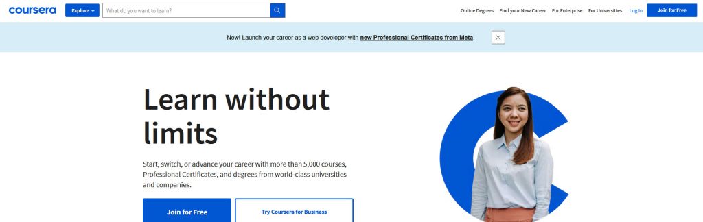 Coursera Website Screenshot