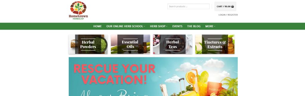 HomeGrown Herbalist Website Screenshot