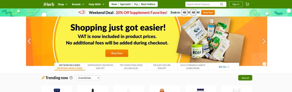 iHerb Website Screenshot