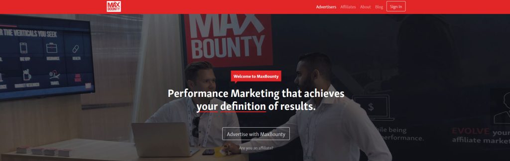 MaxBounty Website Screenshot