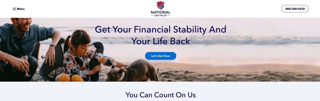 National Debt Relief Website Screenshot