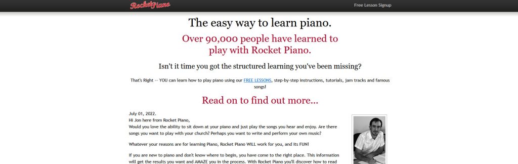 Rocket Piano Website Screenshot