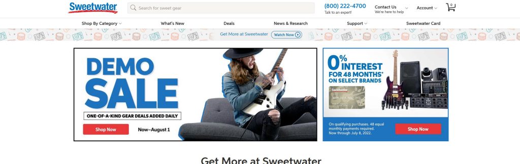 Sweetwater Website Screenshot