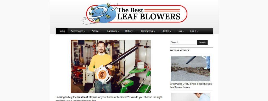 The Best Leaf Blowers Website Screenshot