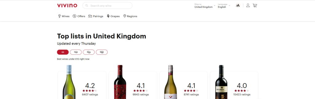 Vivino Website Screenshot