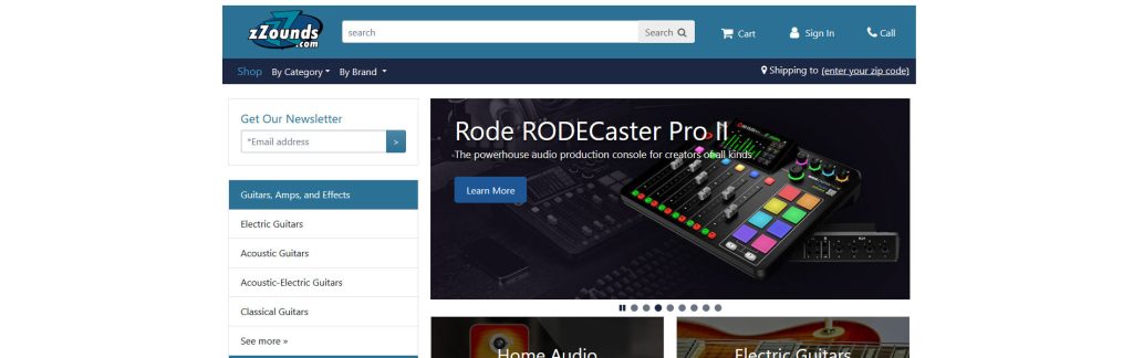 zZounds Website Screenshot